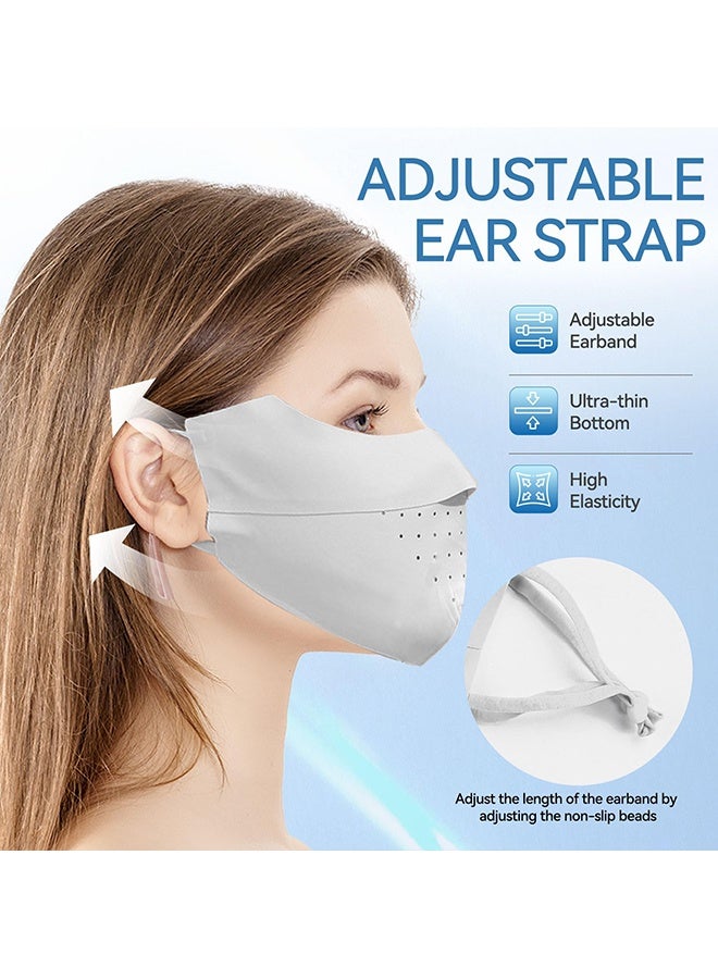 دبليو أف أف أو 5 قطع مجموعة أقنعة الوجه الحريرية الثلجية القابلة للتنفس - قناع الوجه بالأشعة فوق البنفسجية - الحماية من أشعة الشمس - قناع الوجه الرياضي - غطاء وجه شبكي قابل للتنفس - غطاء وجه من القماش مقاوم للأشعة تحت أشعة الشمس - قابل للغسل ، قابل لإعادة الاستخدام - للجري لصيد الأسماك درع الوجه الرياضي للجولف (رمادي فاتح) - Image 4