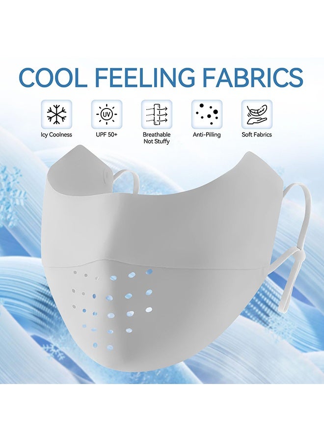 دبليو أف أف أو 5 قطع مجموعة أقنعة الوجه الحريرية الثلجية القابلة للتنفس - قناع الوجه بالأشعة فوق البنفسجية - الحماية من أشعة الشمس - قناع الوجه الرياضي - غطاء وجه شبكي قابل للتنفس - غطاء وجه من القماش مقاوم للأشعة تحت أشعة الشمس - قابل للغسل ، قابل لإعادة الاستخدام - للجري لصيد الأسماك درع الوجه الرياضي للجولف (رمادي فاتح) - Image 2