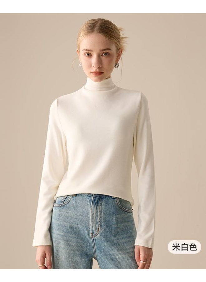 NIBEMINENT Half Turtleneck  Shirt Women Autumn Winter  Inner Wear Fashion Slim  Thickened Long Sleeve Top Pullover - Image 1
