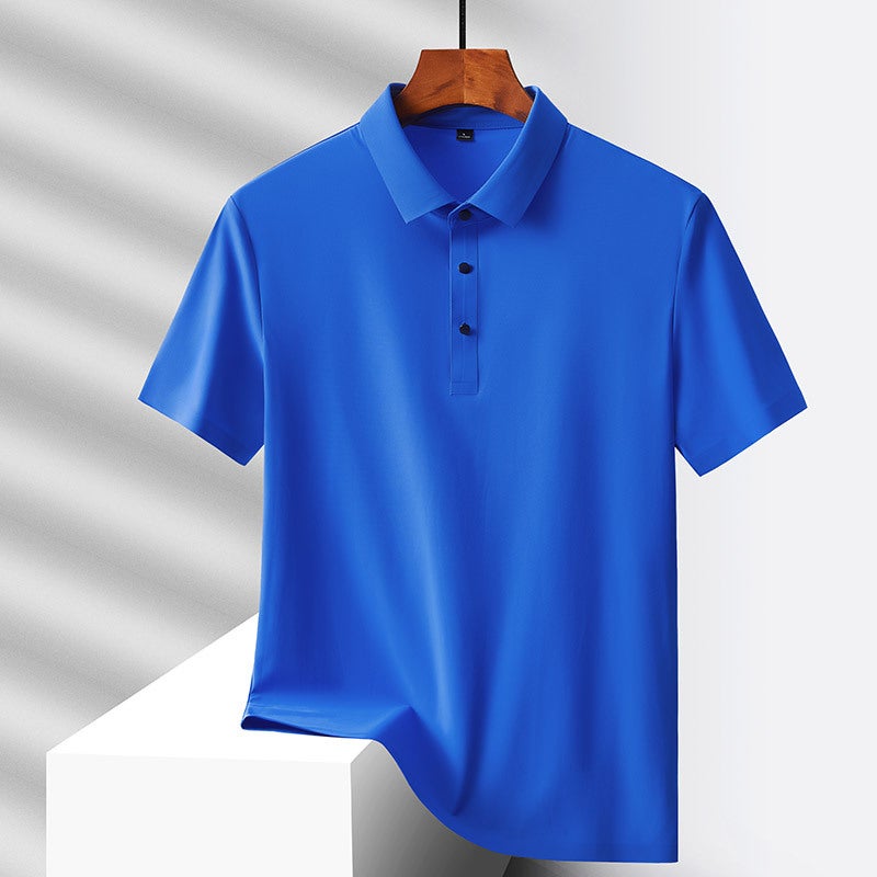 Explosions Nylon Fabric Dad Summer Middle-Aged Men'S Short-Sleeved T-Shirt Summer Ice Silk Quick-Drying Middle-Aged And Elderly Loose - Image 1