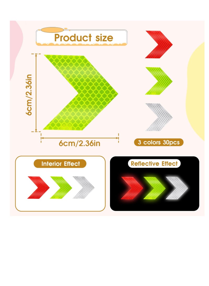 SUNSAR 30Pcs Warning Reflective Stickers - 3 Colors Safety Reflective Sticker Waterproof Reflector Sticker Reflective Tape Sticker for Vehicle, Bicycles, Motorcycles, Clothing - Image 2