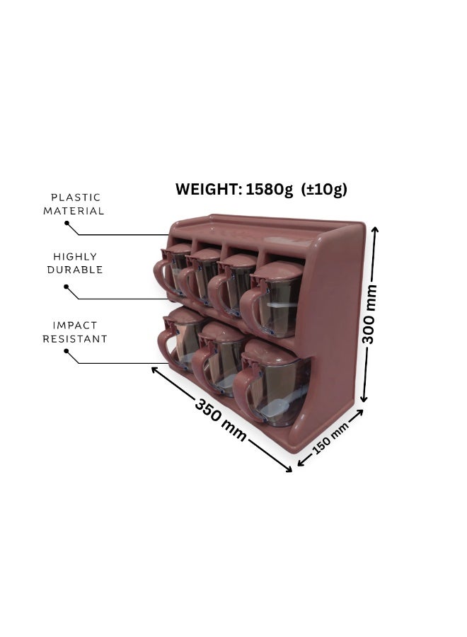 إس إن إتش طقم برطمانات توابل مع حامل | طقم أوعية ماسالا من تيست ميكر بأغطية ومقابض محكمة الإغلاق | رف منظم توابل متعدد الاستخدامات من 7 قطع لتخزين المطبخ | دبّة ماسالا كبيرة للتوابل والبقوليات والبهارات | حامل برطمانات بلاستيكي للاستخدام على أسطح العمل والخزائن - Image 1