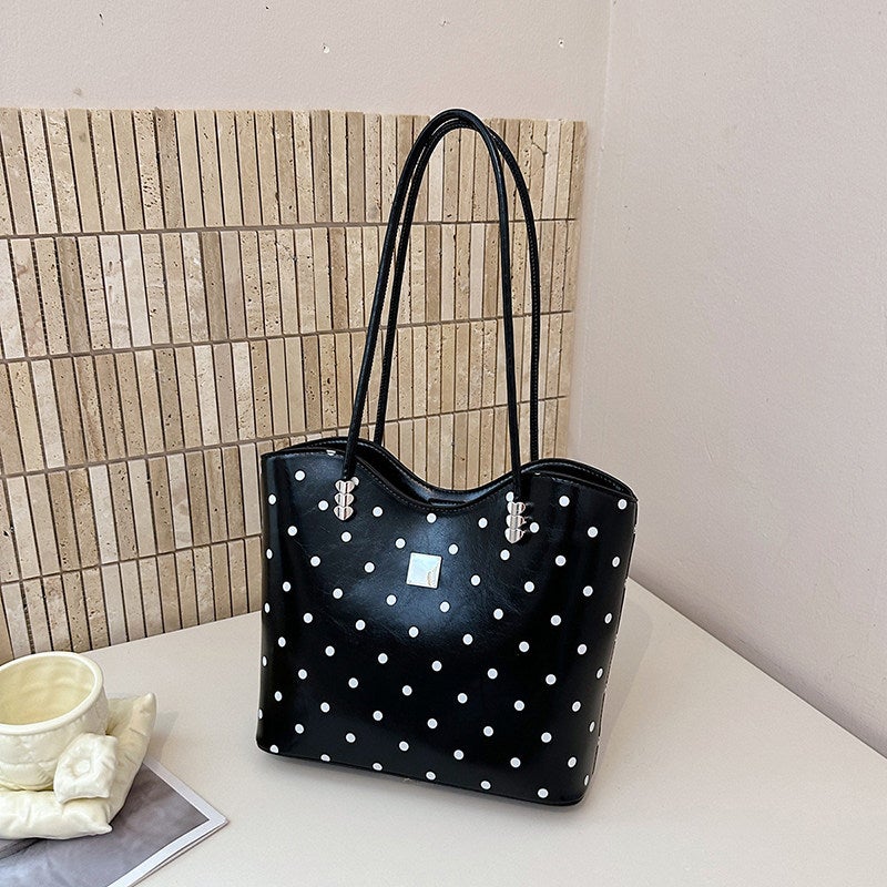 2026 New Tote Bag Large Capacity Polka Dot Casual Korean Style Women's Shoulder Bag - Image 5
