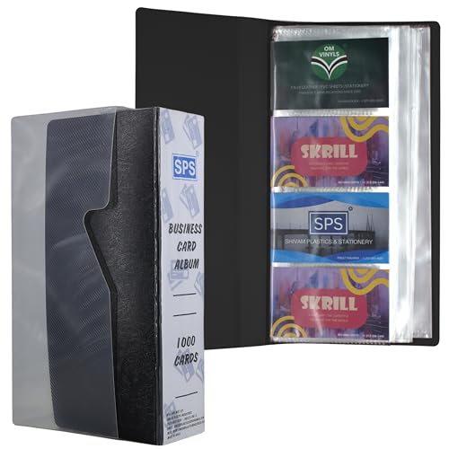 Skrill 1000 Card Visiting Card Holder, Business, Credit, Debit, ID Card Holder/Organizer Holds 1000 Cards (Black) - Image 1
