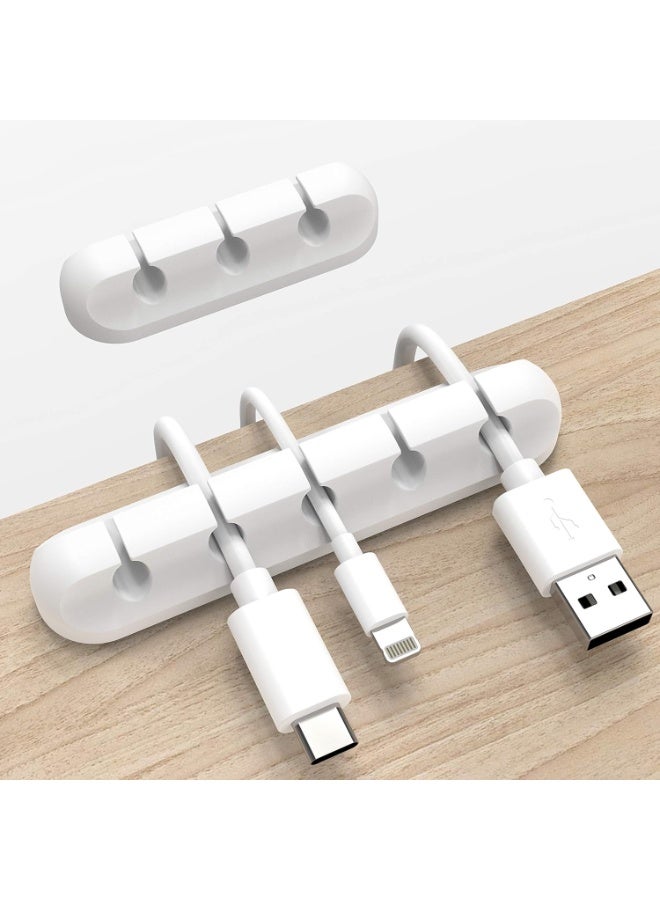 مقاطع كبل بيضاء، منظم كبل لإدارة الكابلات، منظمات كبل حامل كبل USB منظم سلك مقاطع كبل، 2 حزم حامل كبل لل مكتب والسيارة والمنزل والمكتب (5، 3 فتحات) - Image 1