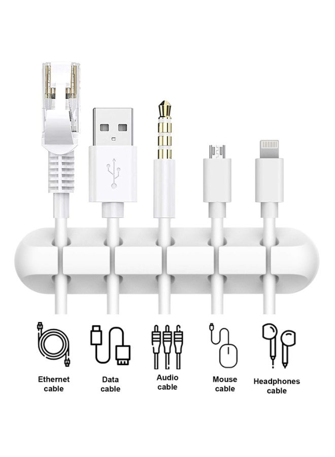 مقاطع كبل بيضاء، منظم كبل لإدارة الكابلات، منظمات كبل حامل كبل USB منظم سلك مقاطع كبل، 2 حزم حامل كبل لل مكتب والسيارة والمنزل والمكتب (5، 3 فتحات) - Image 3