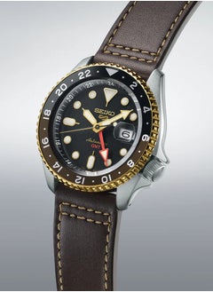 Seiko Mens 5 Sports SKX GMT Automatic Mocha Black Dial Brown Leather Strap Watch - SSK036K1  - Image 3