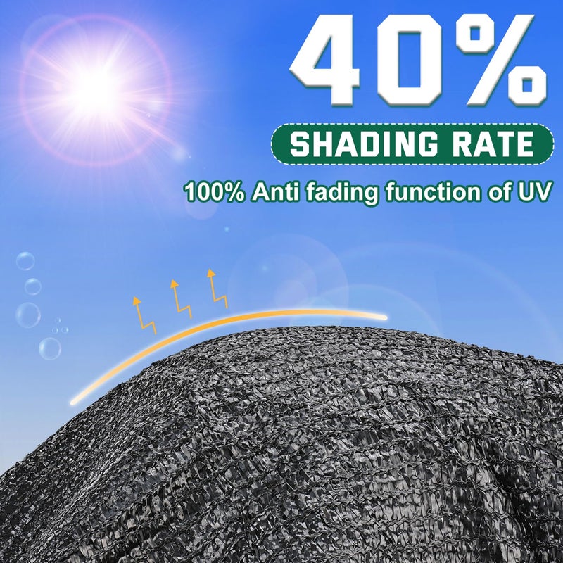 Kesfitt 40% Shade Cloth 10x20 ft, Breathable HDPE Mesh Sun Shade Tarp for Garden & Greenhouse, UV Resistant Outdoor Shade Fabric with Copper Grommets for Plants, Patio, Yard - Image 2