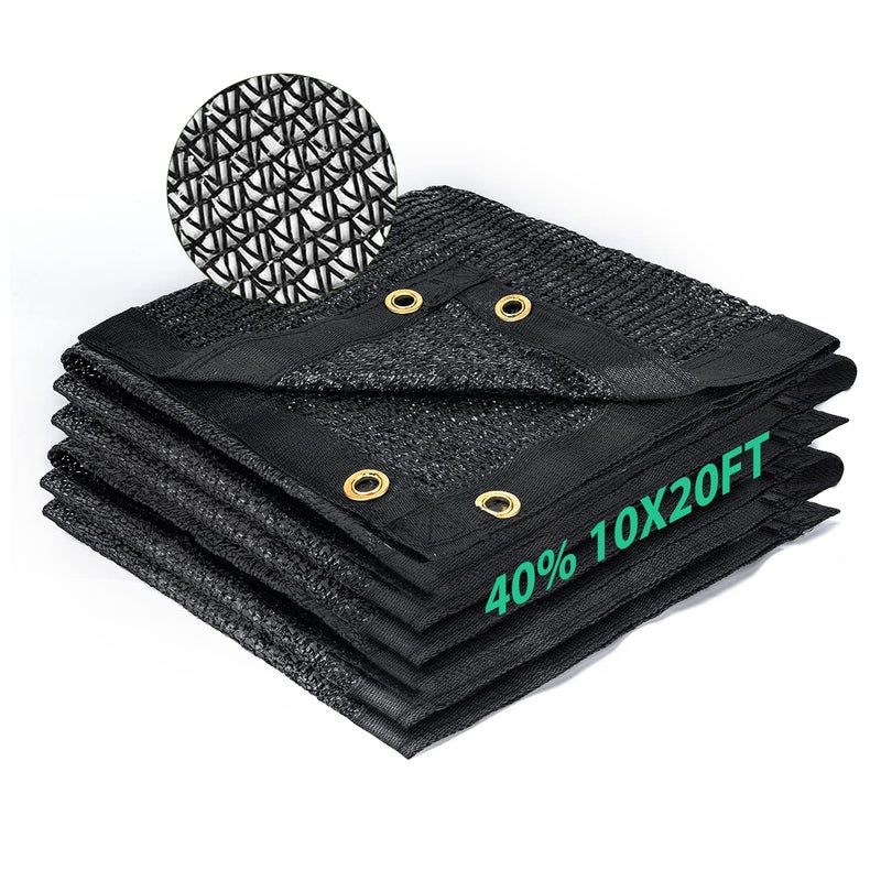 Kesfitt 40% Shade Cloth 10x20 ft, Breathable HDPE Mesh Sun Shade Tarp for Garden & Greenhouse, UV Resistant Outdoor Shade Fabric with Copper Grommets for Plants, Patio, Yard - Image 1