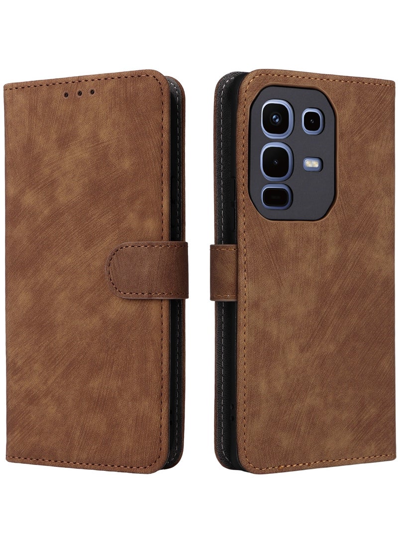 For Infinix Note 50s Flip Cover with Detachable lanyard, PU Leather Full Body Protection Shockproof Flip Mobile Phone Case, RFID Anti-theft Brush Folio Wallet Case - Image 4