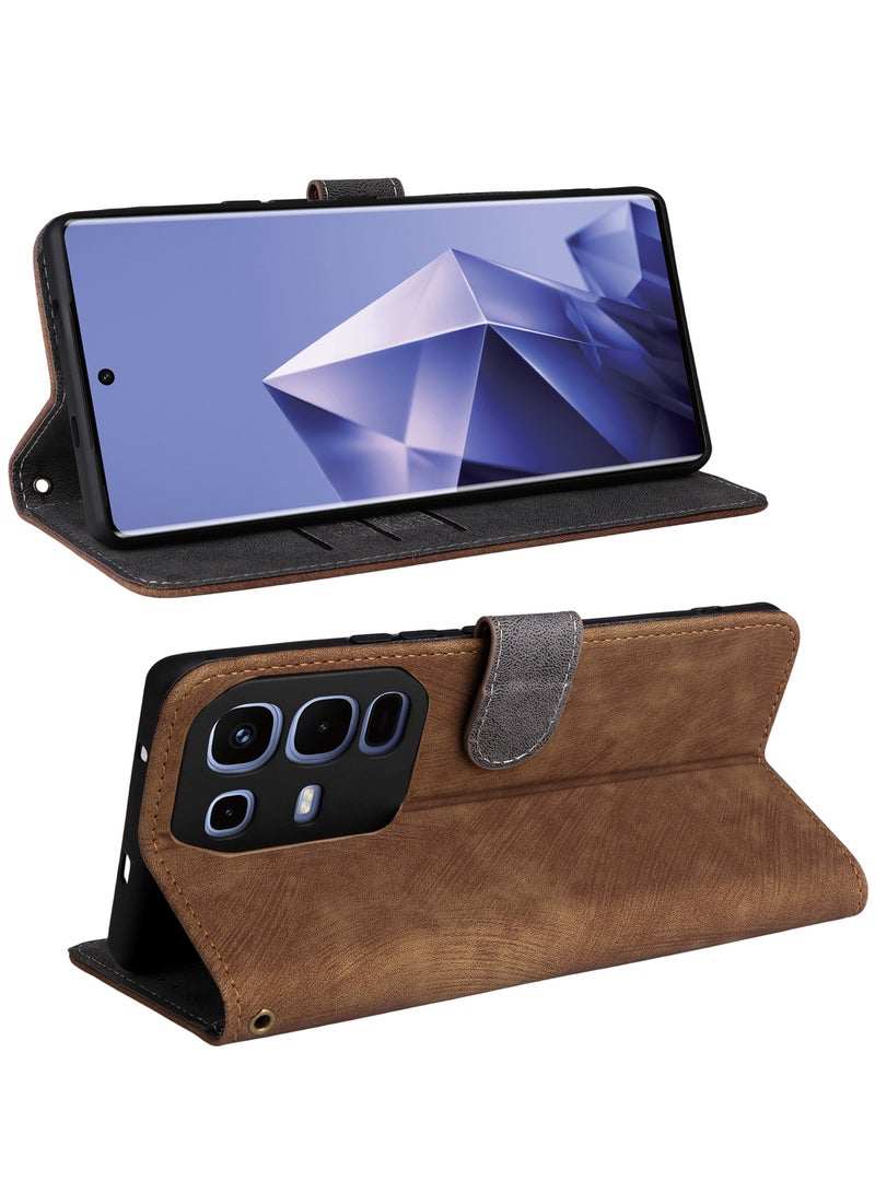 For Infinix Note 50s Flip Cover with Detachable lanyard, PU Leather Full Body Protection Shockproof Flip Mobile Phone Case, RFID Anti-theft Brush Folio Wallet Case - Image 3