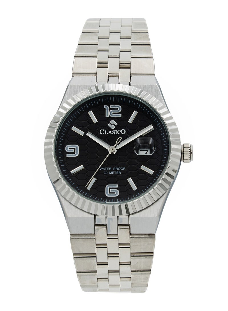 Clasico Men's Landmaster Stainless Steel Analog Watch – Black Dial | Waterproof 10M | Elegant Metal Strap - Image 1