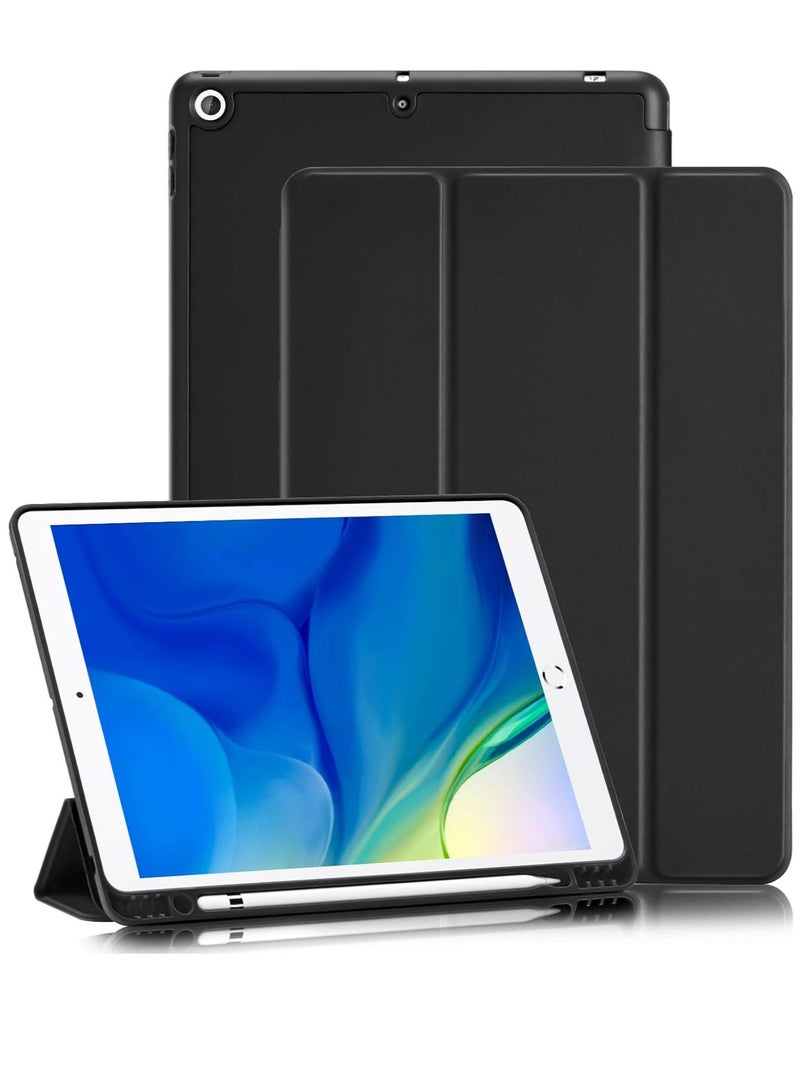 ELTRAZONE iPad 9th/8th/7th Generation Case (2021/2020/2019) - iPad 10.2-Inch Case with Pencil Holder, Slim Soft TPU Back Smart Magnetic Stand (Black) - Image 1