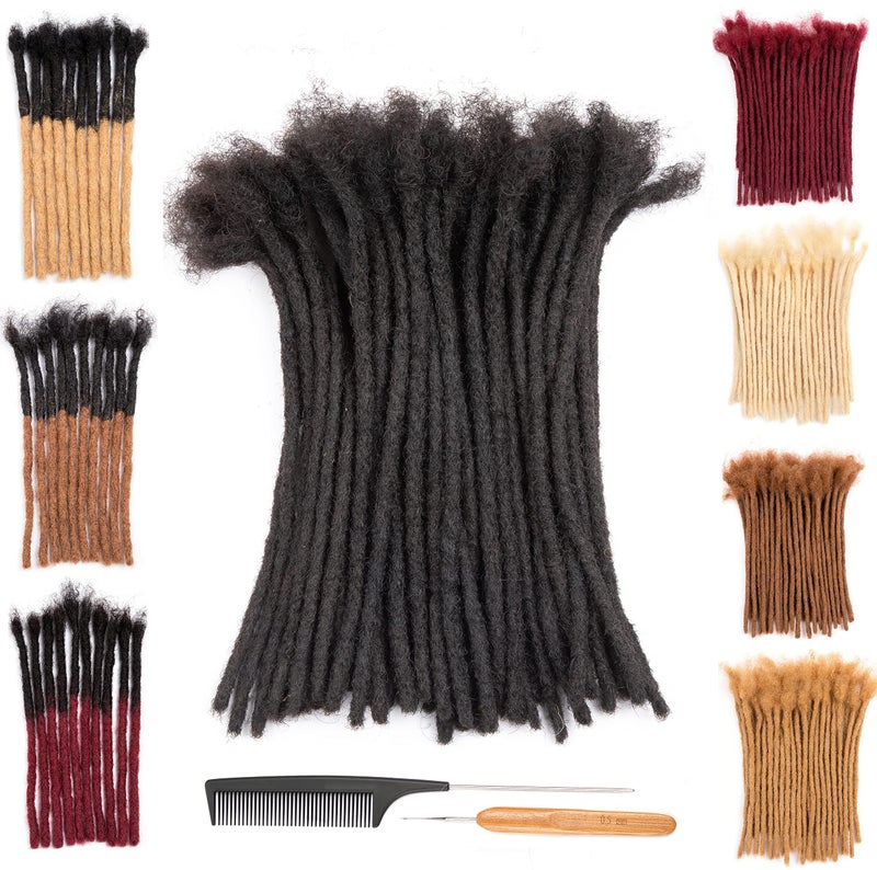 Originea DAIXI 0.4cm and 0.6 0.8cm Thickness Options 6-18 Inch 30 Strands 100% Real Human Hair Dreadlock Extensions for Man/Women Handmade Permanent loc Extensions Bundles Can Be Dyed Bleached Curled Twisted - Image 1