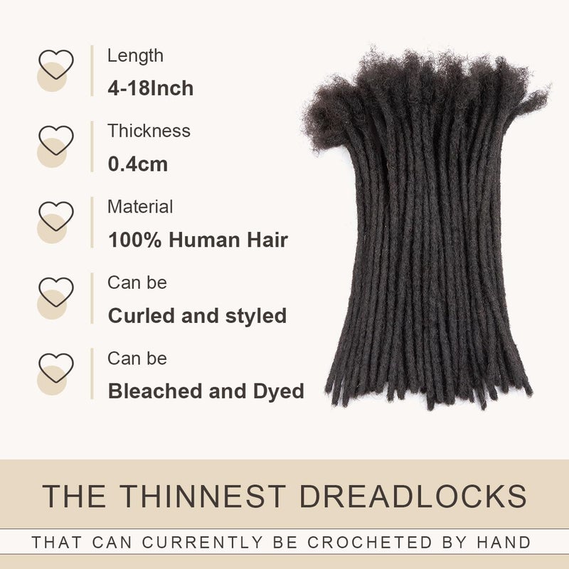 Originea DAIXI 0.4cm and 0.6 0.8cm Thickness Options 6-18 Inch 30 Strands 100% Real Human Hair Dreadlock Extensions for Man/Women Handmade Permanent loc Extensions Bundles Can Be Dyed Bleached Curled Twisted - Image 2