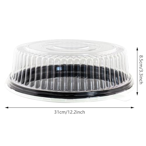 ATRDTO 5Pcs12 Inch Cake Containers with Lid Plastic Disposable Clear Cake Container Dome and Black Base Carry Display Storage Box 5 - Image 3