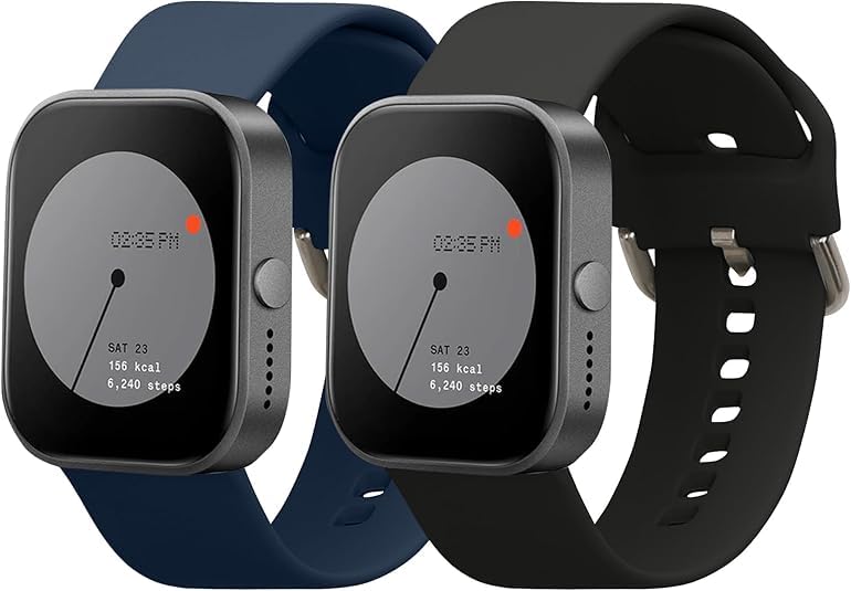 حزام ساعة مزدوج متوافق مع CMF بواسطة Nothing Watch Pro - سوار رياضي بديل من السيليكون الناعم (أسود + أزرق) - Image 1