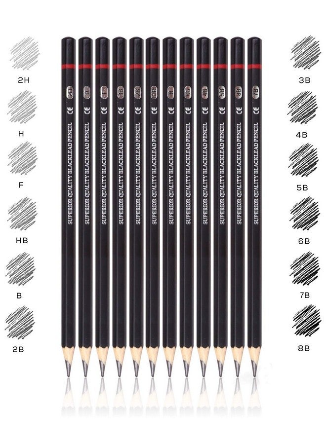 ABOUT SPACE Professional Shading & Drawing Pencils Set - (12 Lead Pencils) Black Sketching Pencils of 12 Shades for Artists, Students, Beginners - (B,2B,3B,4B,5B,6B,7B,8B,HB,H,2H & F) - Image 2