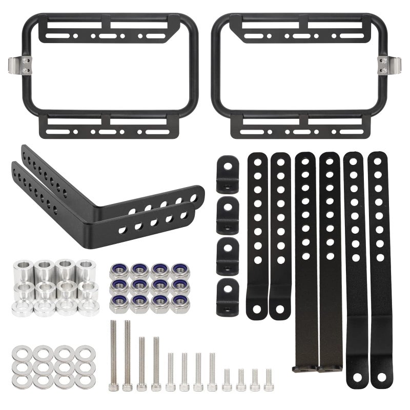 Donpida Universal Conversion Support Racks Upgrade Detachable Mounting Bracket Kit Aluminum Alloy Support Bar Fit For Motorcycle Side Case Motorbike Hard Saddlebag Box Trunk Tour Storage Carrier Black