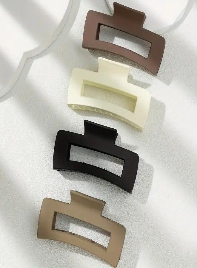 Minta 4pcs Rectangle Hair Claw Clips, Solid Color, Non-Slip, Strong Hold Jaw, Hand Wash Only, for Women, Thin Thick Hair - Image 2