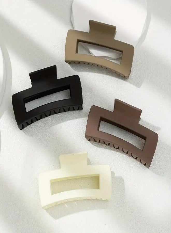 Minta 4pcs Rectangle Hair Claw Clips, Solid Color, Non-Slip, Strong Hold Jaw, Hand Wash Only, for Women, Thin Thick Hair - Image 3