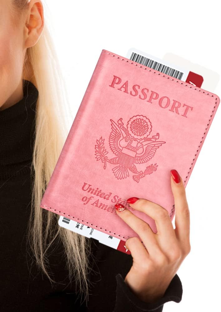 Eoehro Passport and Vaccine Card Holder, Faux Leather, AI-pink, Compact, Lightweight, Waterproof - Image 5