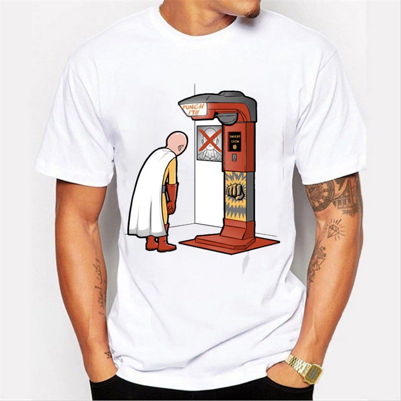 1049 Anime One Punch Superman Fashion Printed Men's T-Shirt Cross-border wish Hot Selling Trendy Men's Short-sleeved Base Shirt - Image 1