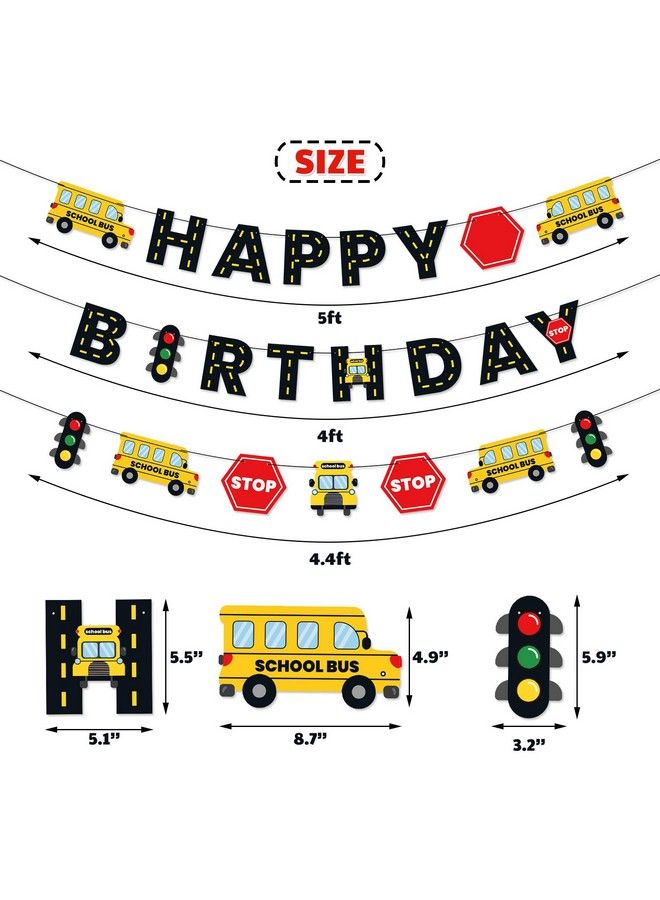 Faisichocalato School Bus Happy Birthday Banner Wheels On The Bus Bday Party Garland For Kids Yellow Bus Birthday Party Decorations Back To School Banner Party Supplies - Image 5