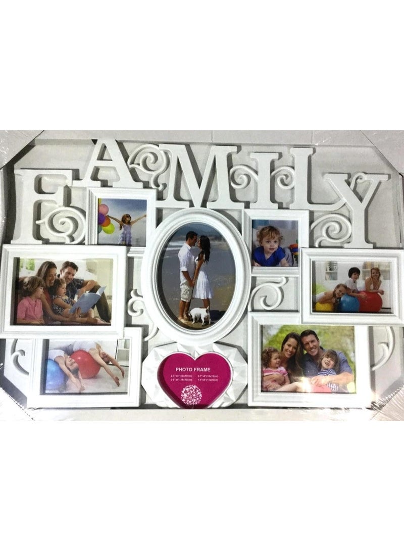 Decorhills Family Collage Photo Frame Wall Hanging – White Decorative Multiple Picture Frame Display with 7 Photo Slots, Elegant FAMILY Design, Wall Art for Living Room, Bedroom & Home Décor - Image 3