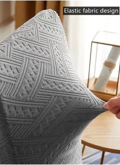 Kutis 4-Piece INS Style Simplicity Striped Stretch Chair Cover Dining Chair Cover Polyester Fabric Grey  - Image 4