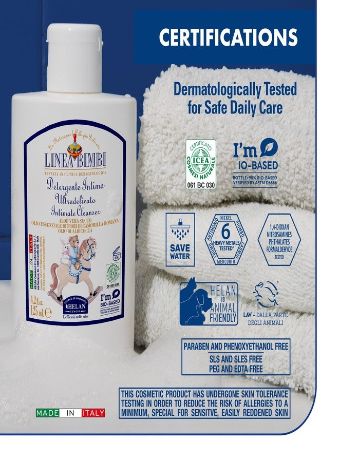 Helan Linea Bimbi Bio-Feminine Wash for Girls with Aloe Vera, Apricot & Chamomile Essential Oils-Microbiologically Tested Intimate Wash and Gentle Baby Intimate Cleanser-Made in Italy, 125ml 4.2 fl oz - Image 5