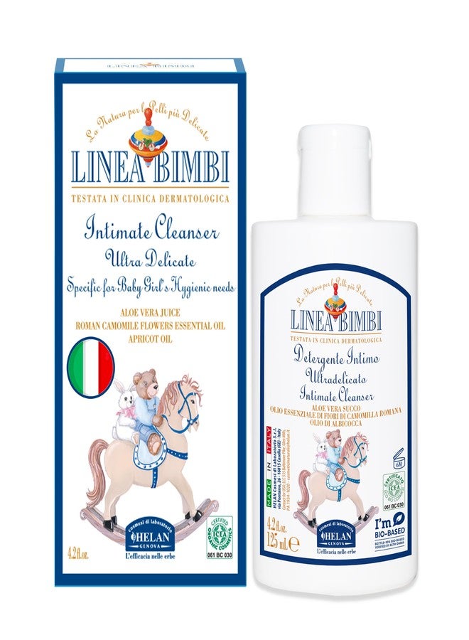 Helan Linea Bimbi Bio-Feminine Wash for Girls with Aloe Vera, Apricot & Chamomile Essential Oils-Microbiologically Tested Intimate Wash and Gentle Baby Intimate Cleanser-Made in Italy, 125ml 4.2 fl oz - Image 1