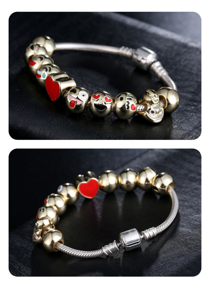 Generic - 10 Alloy Beads Expression Pack Bracelet Cartoon Smiling Face - Image 1