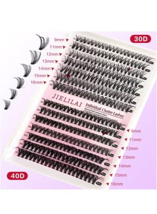 Lash Extension Kit DIY 280pcs Lash Clusters Eyelash Extension Kit, 9-16mm 30D 40D Individual Lashes Kit with Lash Tweezers - Image 5