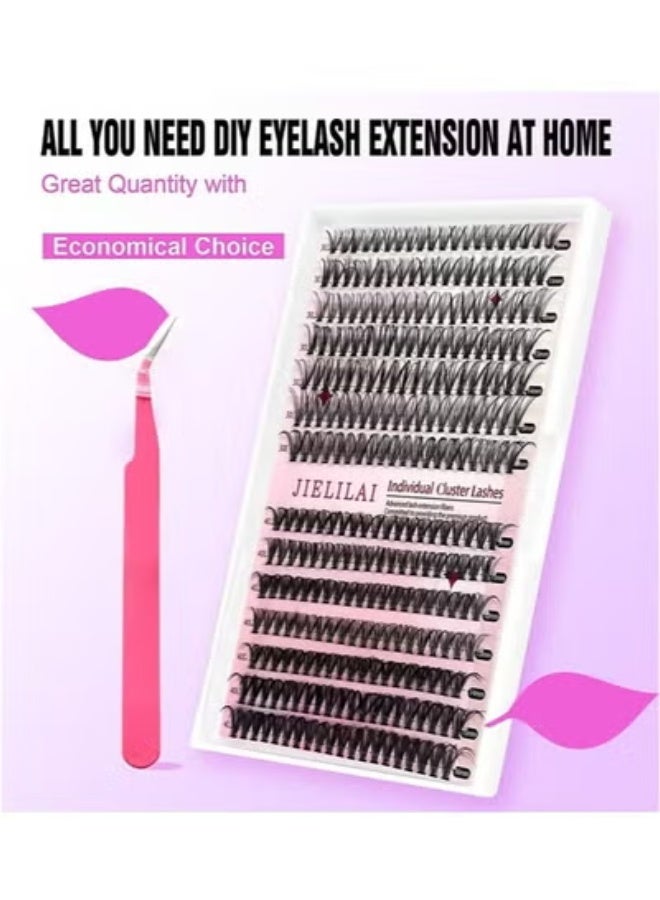 Lash Extension Kit DIY 280pcs Lash Clusters Eyelash Extension Kit, 9-16mm 30D 40D Individual Lashes Kit with Lash Tweezers - Image 2