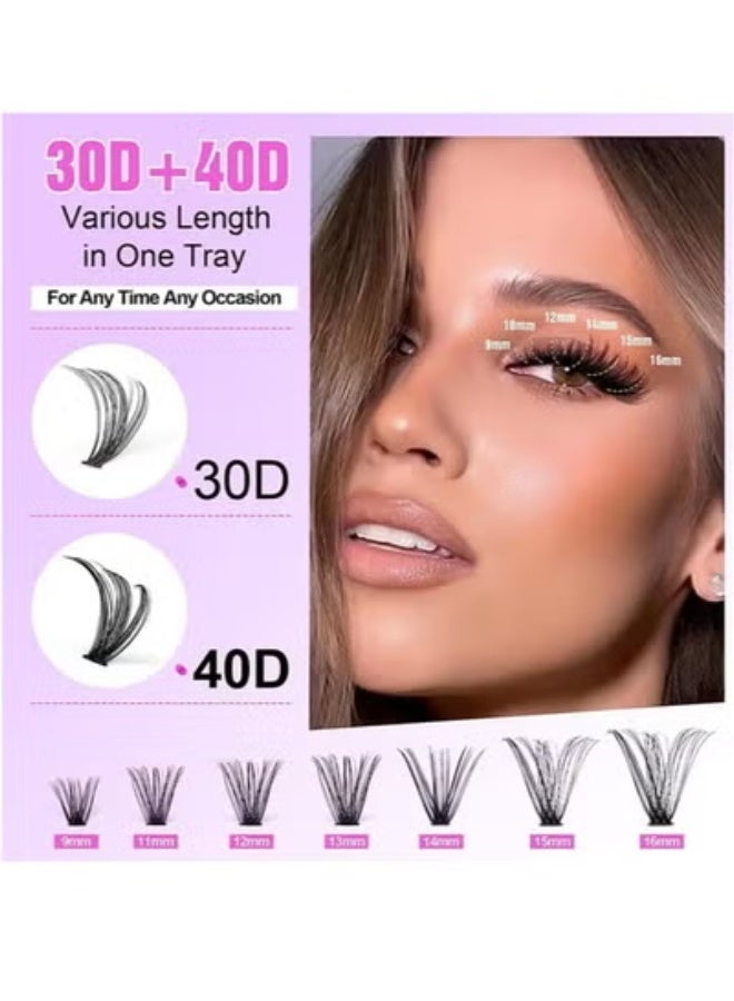 Lash Extension Kit DIY 280pcs Lash Clusters Eyelash Extension Kit, 9-16mm 30D 40D Individual Lashes Kit with Lash Tweezers - Image 4