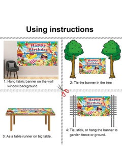 HOWAF Summer Themed Happy Birthday Backdrop Banner, Summer Beach Themed Birthday Party Banner for Hawaiian Luau Birthday Party Supplies, Tropical Themed Birthday Photo Background Banner  - Image 4