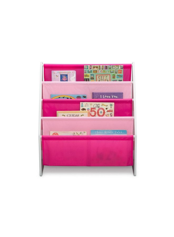 Delta Children Sling Rack Bookshelf for Kids - Easy-to-Reach Storage for Magazines or Coloring Books - Ideal for Playrooms & Homeschooling - Greenguard Gold Certified, White/Pink - Image 4