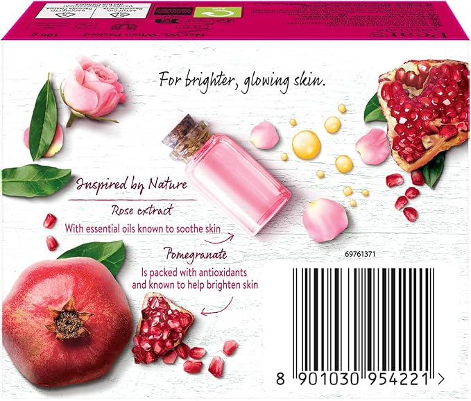 Pears Natural Soap Bar Pomegranate Glowing Bathing Bar with Pure Glycerin Mild Gentle Cleansing Formula for Daily Skin Radiance Ideal for Hydrating Face Body and Hands 100 g Pack of 6 - Image 3