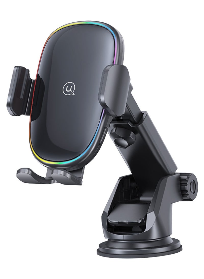 أوسامس حامل سيارة للشحن اللاسلكي بقوة 15 واط مع ضوء ملون - شاحن سيارة لاسلكي، Car Link It Wireless CarPlay، حامل شاحن سيارة لاسلكي - Image 1