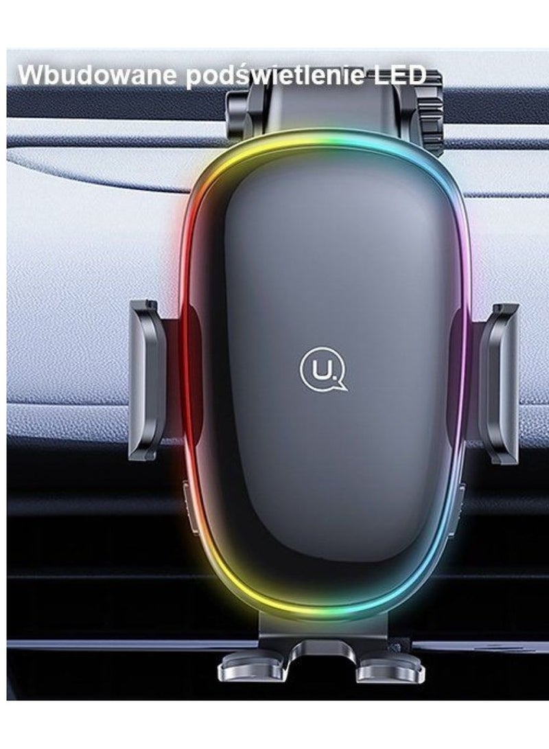 أوسامس حامل سيارة للشحن اللاسلكي بقوة 15 واط مع ضوء ملون - شاحن سيارة لاسلكي، Car Link It Wireless CarPlay، حامل شاحن سيارة لاسلكي - Image 4