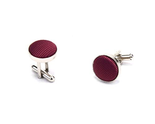GUSLESON Brand Men's Wedding Solid Wine Burgundy Tie Necktie With Cufflinks and Pocket Square (0789-06) - Image 5