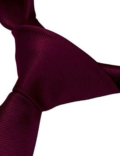 GUSLESON Brand Men's Wedding Solid Wine Burgundy Tie Necktie With Cufflinks and Pocket Square (0789-06) - Image 3