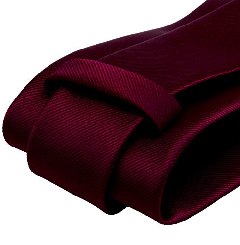 GUSLESON Brand Men's Wedding Solid Wine Burgundy Tie Necktie With Cufflinks and Pocket Square (0789-06) - Image 4