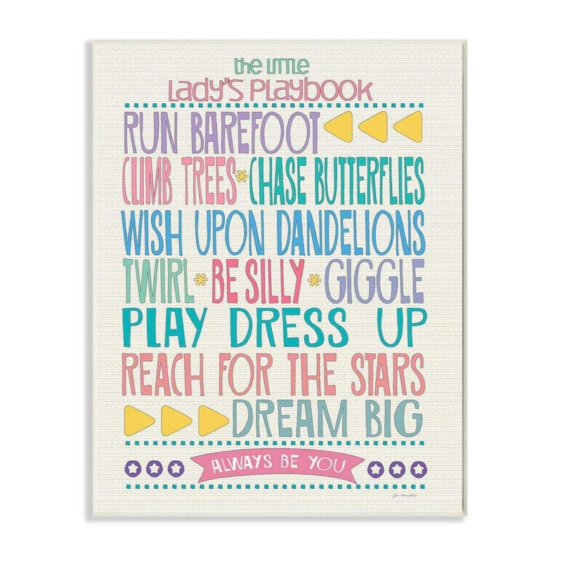 Stupell Industries The Kids Room by Stupell Typography Art Wall Plaque The Little Ladys Playbook 11 x 05 x 15 Proudly Made in USA