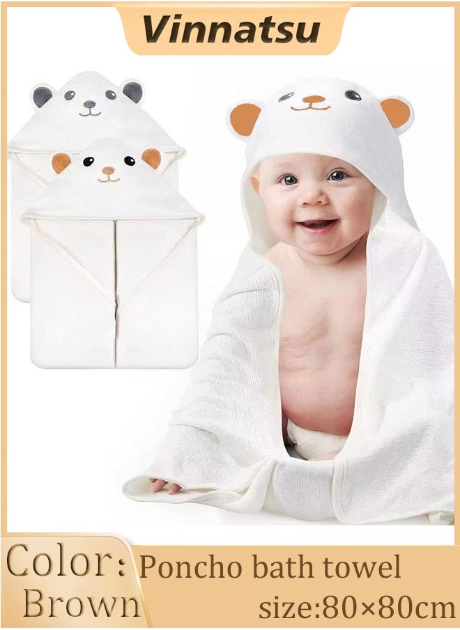 Vinnatsu Vinnatsu Hooded Towel for Kids ,80 X 80 cm for 3-10 Years - Premium Kids Bath Towel Beach Towels Wrap for Girls, Boys,Brown  - Image 1