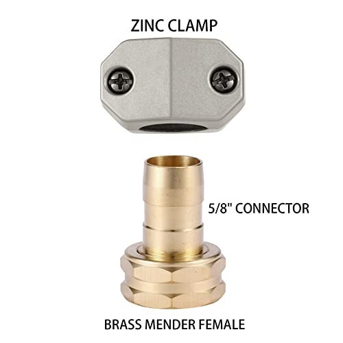 Sanpaint Zinc and Brass Female Clamp Coupling,Fits 3/4" or 5/8" Garden Hose Repair Fitting - Image 5