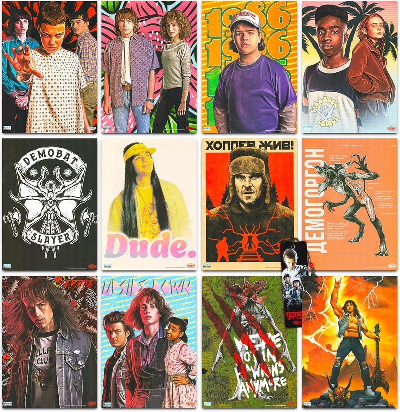 Stranger Things Poster Book Super Set ~ Bundle Includes 12 Posters Featuring Eleven, Dustin, Mike, Will, and More with Bookmark ( Room Decor) - Image 1