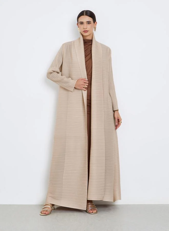 تايك تو عباية سادة محبوكة بكسرات وأكمام طويلة