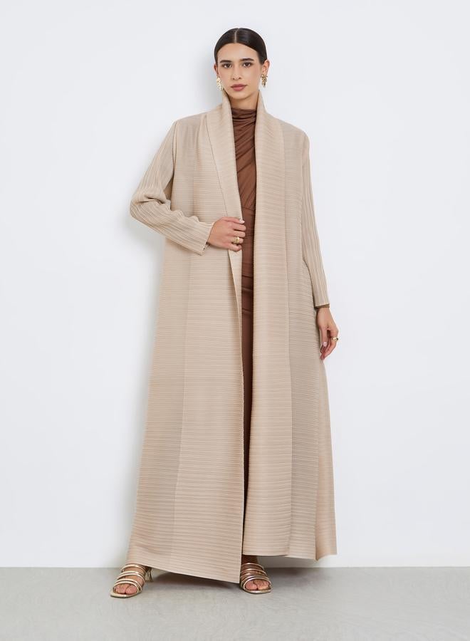 Take Two Solid Textured Pleated Long Sleeve Abaya - Image 1